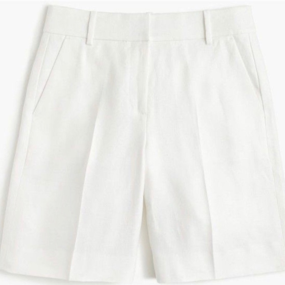 J Crew white Bermuda shorts in heavy linen